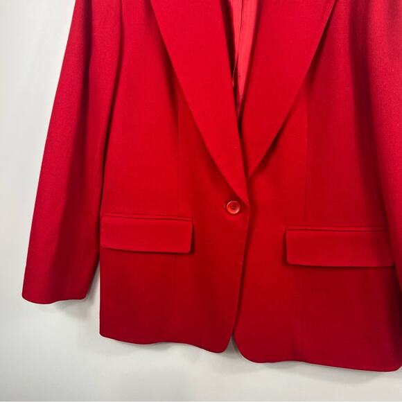 Pendleton Vintage Red 100% Virgin Wool Made in USA Blazer Size 8 Office Holiday - Picture 3 of 10